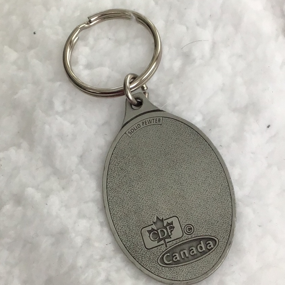 Vintage Solid Pewter Canada Key Ring - image 3